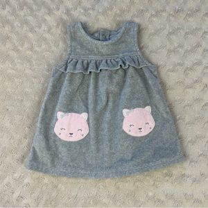 Just One You by Carter’s Fleece Jumper Dress Size 3 Months Gray Pink Kitty Cats